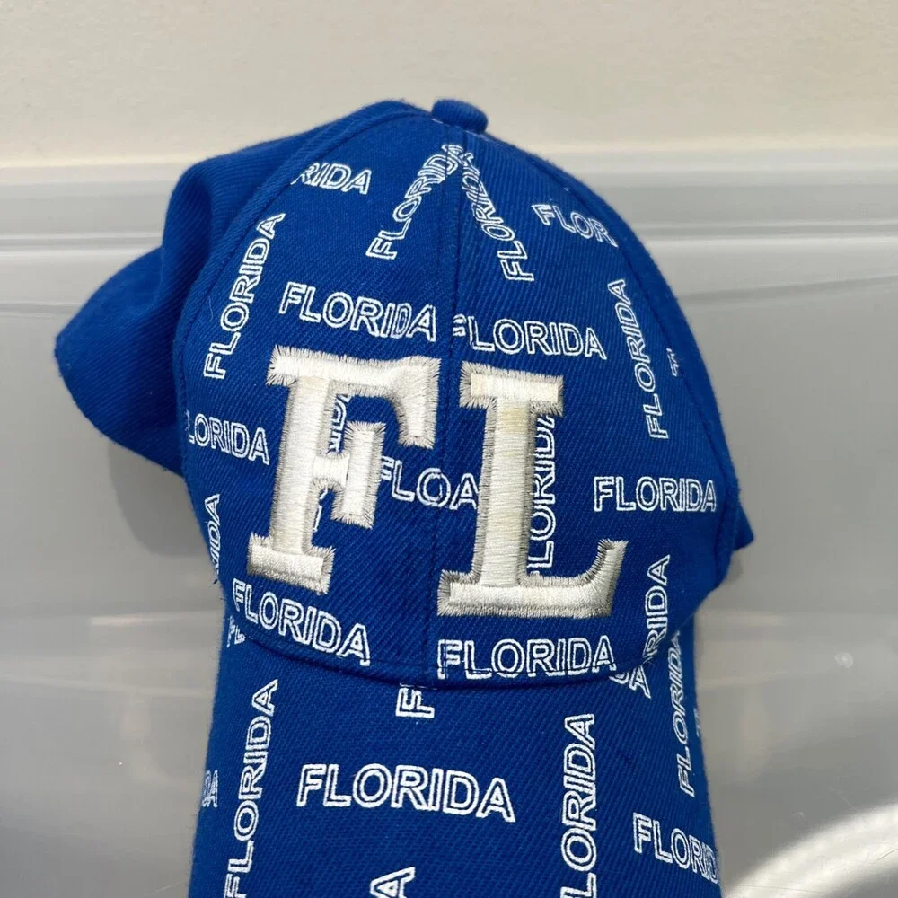 Florida Hat Mens Adjustable Blue Strap Baseball Cap AOP Tourism Gators Lightning